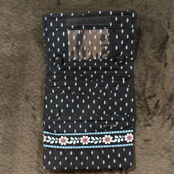 Vera Bradley Black Floral Embroidered Wallet **Nordic Black** Retired Pattern - Picture 4 of 5